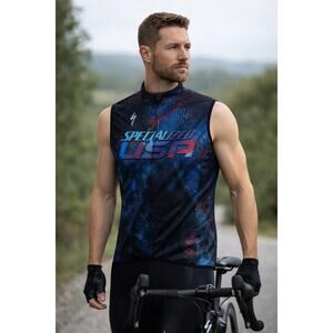 NWT Specialized USA Deflect Sleeveless Vest Cycling Full Zip Jersey Size XL